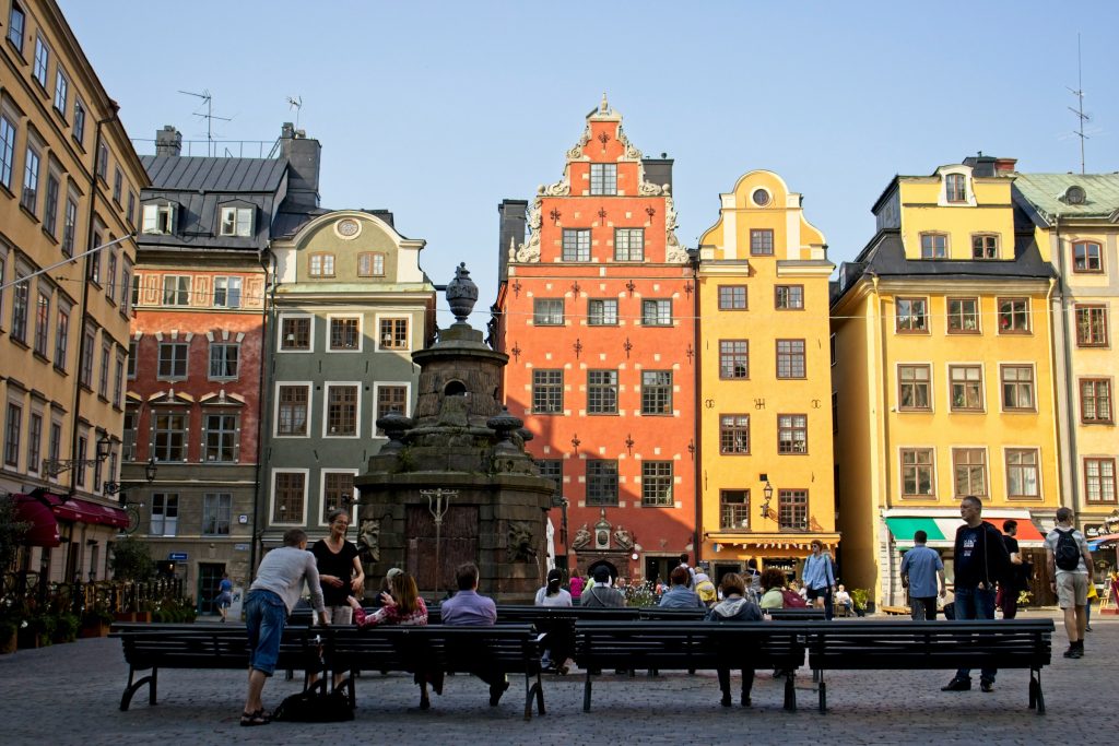 Colourful historic buildings in Stockholm old town