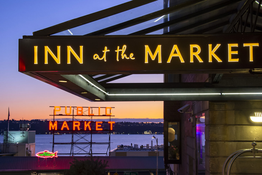 Inn at the Market entrance overlooking Pike Place Market