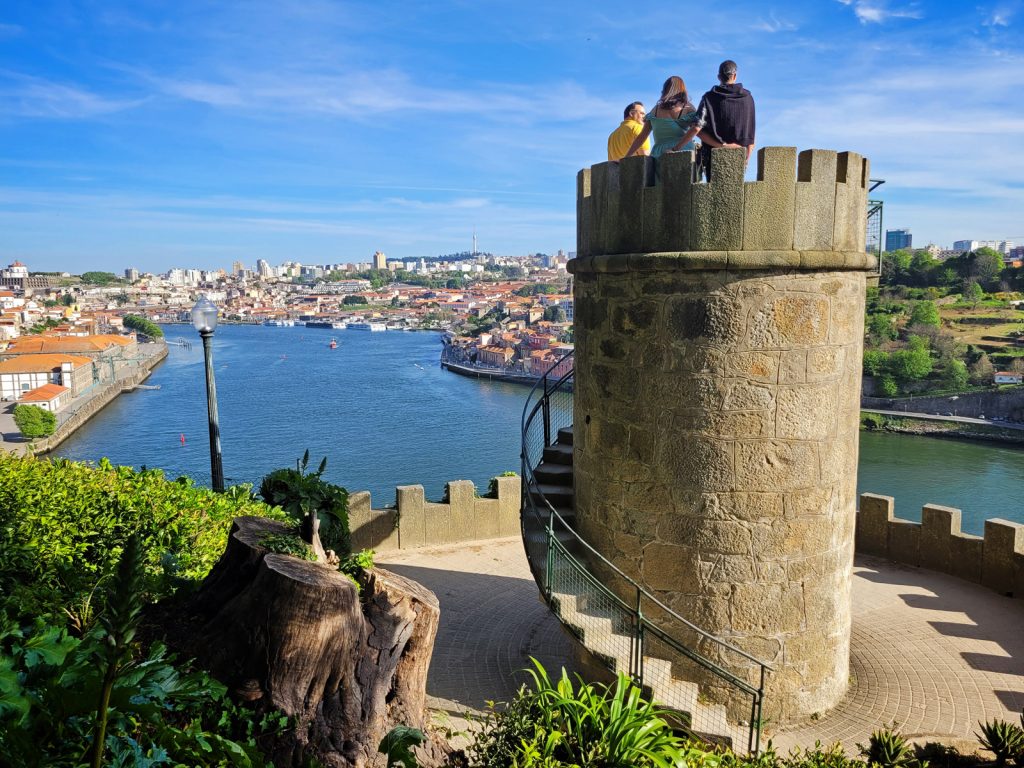 View over Porto from the turret of Crystal Palace Gardens with rooftops and the Douro River