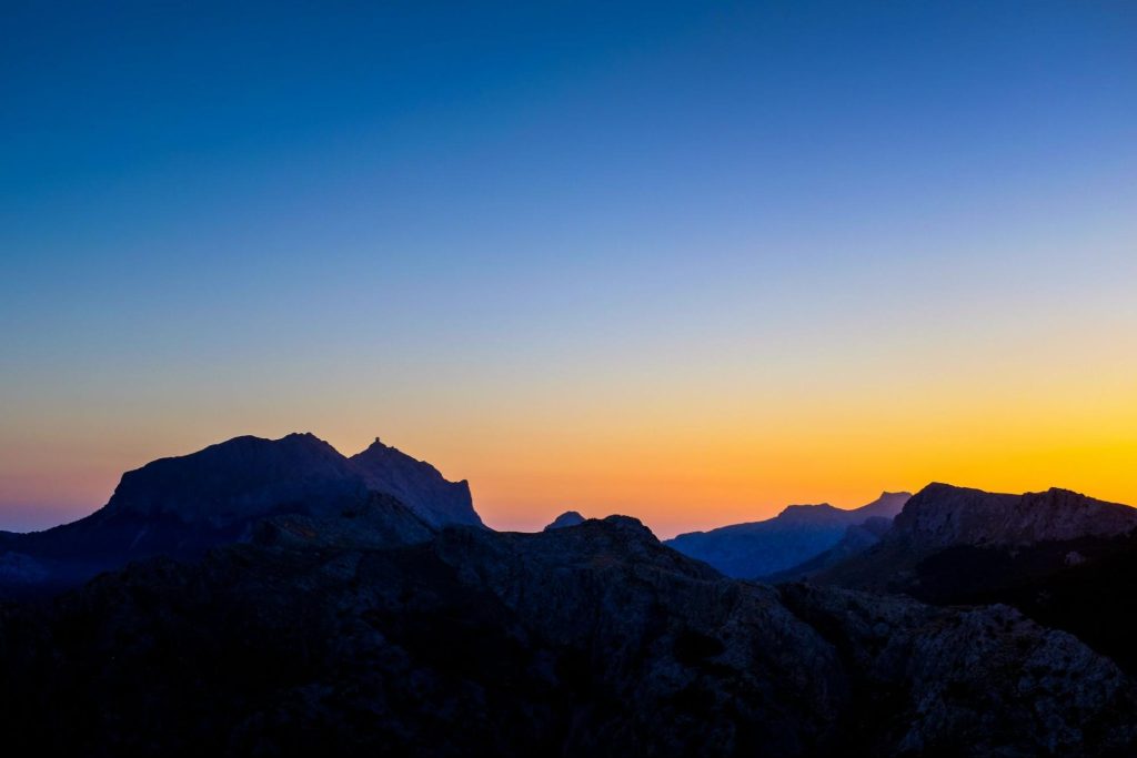 Serra de Tramuntana mountains at sunset Mallorca