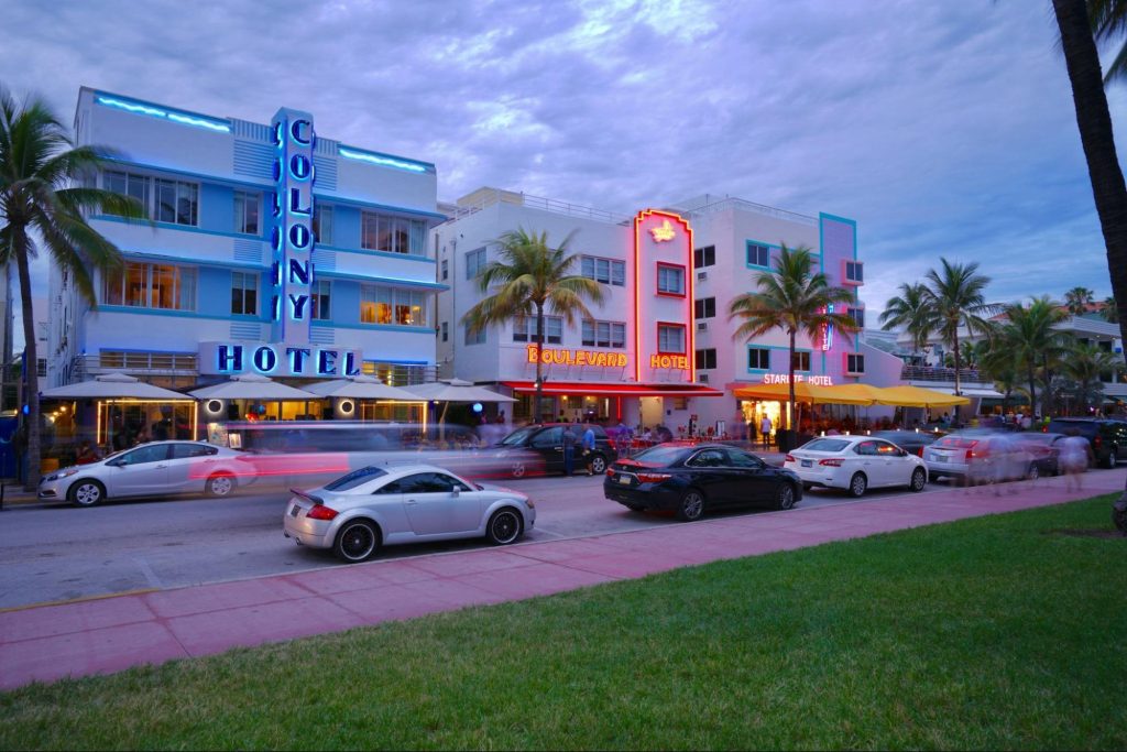 Art Deco hotels on Ocean Drive South Beach