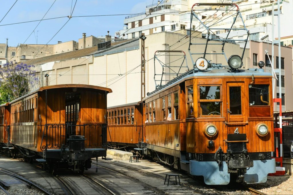 Historic wooden train in Palma Mallorca