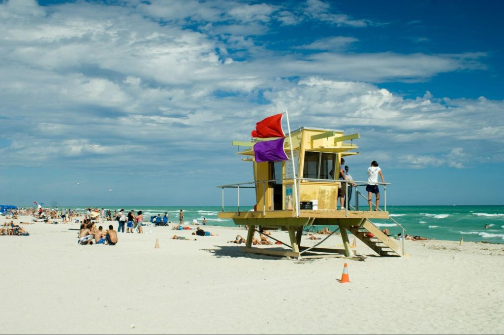South Beach lifeguard tower and beach in Miami