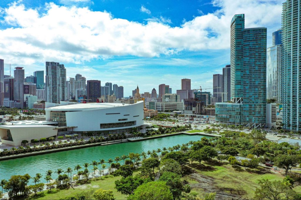Downtown Miami skyline with Biscayne Bay waterfront